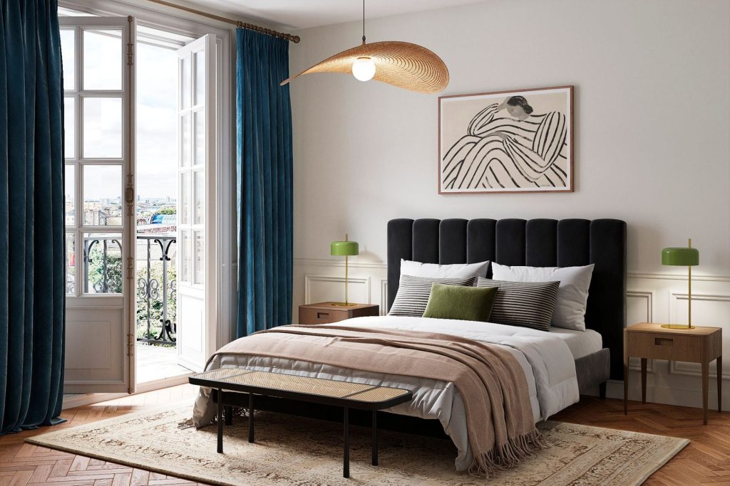 modern expensive bedroom natural light