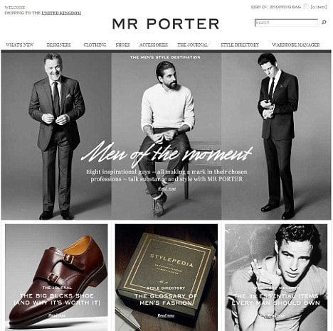 mrporter homepage website design